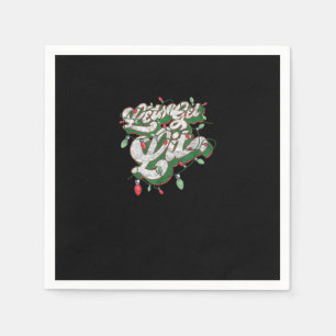 Let's Get Lit - Funny Drinking Christmas Light Gra Napkin