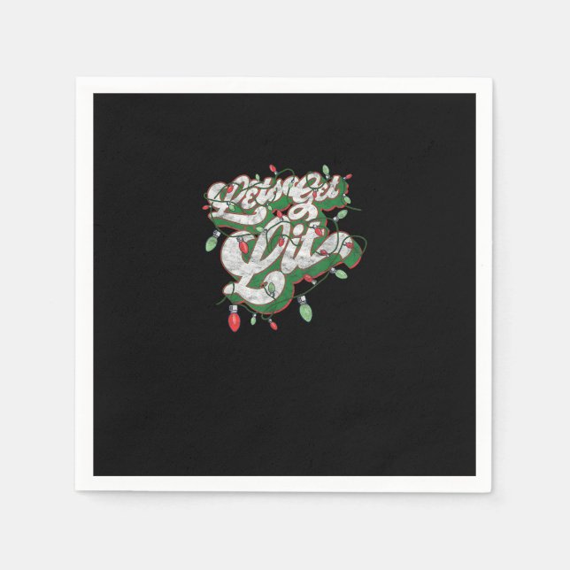 Let's Get Lit - Funny Drinking Christmas Light Gra Napkin (Front)