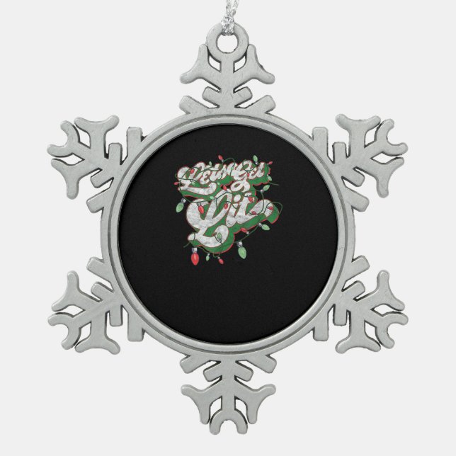 Let's Get Lit - Funny Drinking Christmas Light Gra Snowflake Pewter Christmas Ornament (Front)