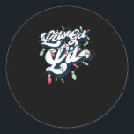 Let's Get Lit! Funny Drinking Christmas Light Grap Classic Round Sticker<br><div class="desc">Let's Get Lit! Funny Drinking Christmas Light Graphic: A bold Christmas pun graphic featuring drinking humour. Perfect for parties. Festive,  fun,  and witty.</div>