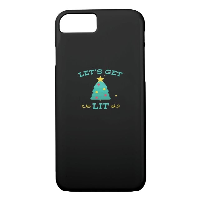 Let's Get Lit Funny Drunk Drinking Christmas Tree  Case-Mate iPhone Case (Back)