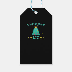 Let's Get Lit Funny Drunk Drinking Christmas Tree  Gift Tags
