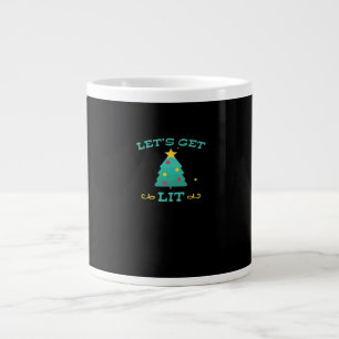 Let's Get Lit Funny Drunk Drinking Christmas Tree  Large Coffee Mug