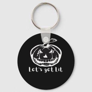 Let's Get Lit Funny Halloween Pumpkin For A Hallow Keychain