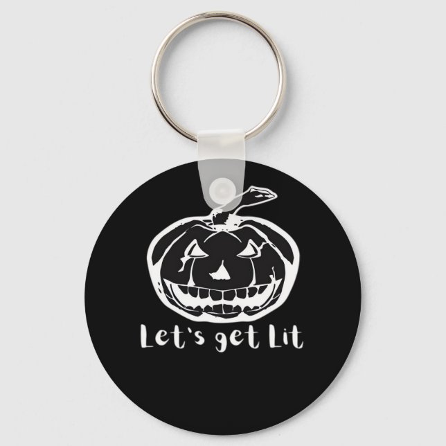 Let's Get Lit Funny Halloween Pumpkin For A Hallow Keychain (Front)