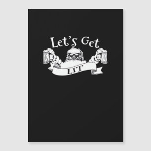 Let's Get Lit Funny Santa Beer Drinking Christmas