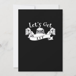 Let's Get Lit Funny Santa Beer Drinking Christmas Holiday Card