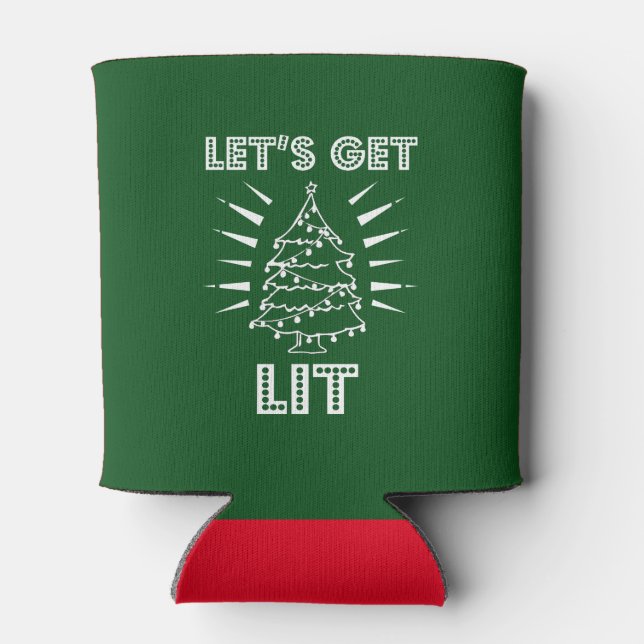 Let's get lit funny saying christmas shirt can cooler (Back)