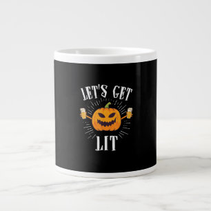 Let's Get Lit Halloween Beer Drinker Large Coffee Mug