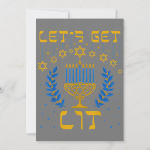 Let's Get Lit Hanukkah Shirt Jew Menorah Jewish Invitation