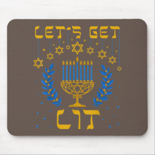 Let's Get Lit Hanukkah Shirt Jew Menorah Jewish Mouse Pad