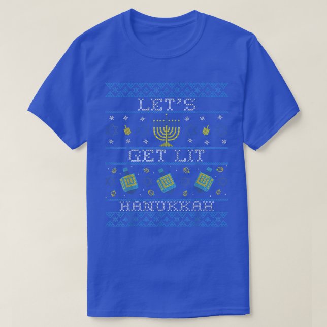 Lets Get Lit Hanukkah Ugly Christmas Sweater 7 (Design Front)