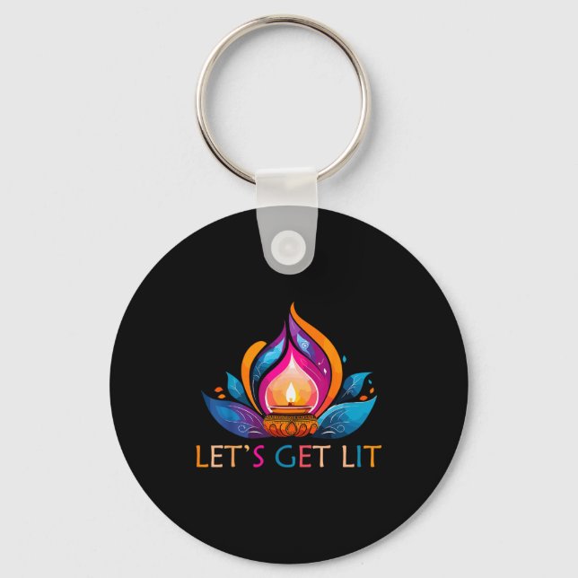 Let's Get Lit Happy Diwali Festival Of Light  Keychain (Front)