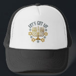 Let's Get Lit - Happy Hanukkah Jewish Holiday Gift Trucker Hat<br><div class="desc">Simchat Torah ( Happy Hanukkah) Shana Tova Umetuka - A Good and Sweet Year! The ideal design for Rosh Hashanah - The Jewish New Year! Happy New Year! Shalom! Mazel Tov and Lechaim! Let's celebrate! Shana Tova (or Shanah Tovah)! Perfect design to wear on Rosh Hashanah! The ideal gift for...</div>