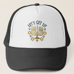 Let's Get Lit - Happy Hanukkah Jewish Holiday Gift Trucker Hat