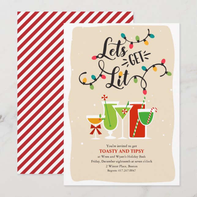 Let's Get Lit Holiday Invitation (Front/Back)