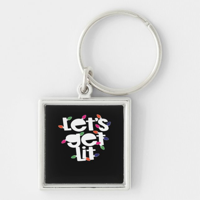 Let's Get Lit Light Bulbs Classic Keychain (Front)