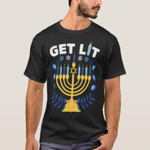 lets get lit menorah ugly  hanukkah chanukkah chri T-Shirt