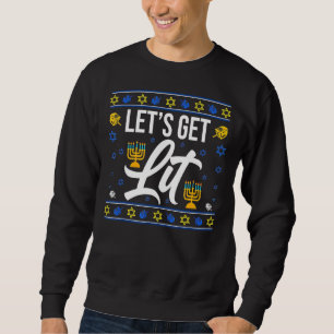 lets get lit menorah ugly hanukkah christmas 1 sweatshirt