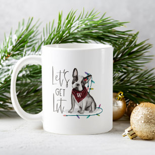 Let's Get Lit Naughty Dog Watercolor Bulldog Coffee Mug