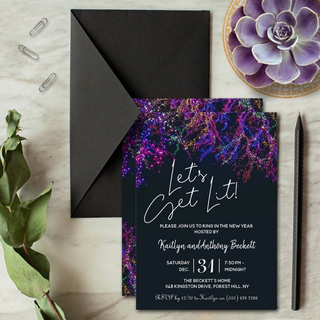 Let's Get Lit | New Year's Eve Party Invitation (Creator Uploaded)