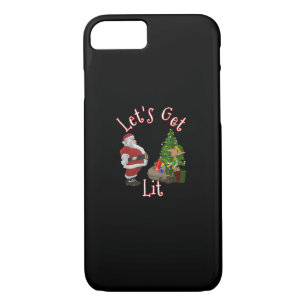 Let's Get Lit Santa Christmas Tree Design Case-Mate iPhone Case