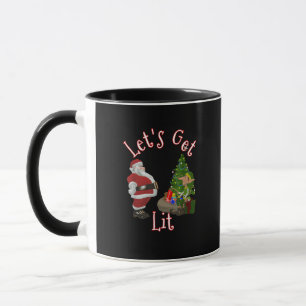 Let's Get Lit Santa Christmas Tree Design Mug