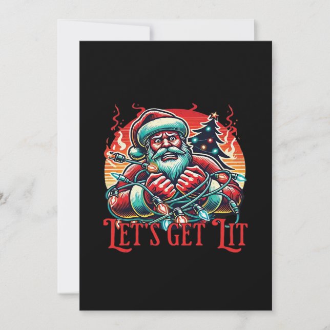 Let's Get Lit Santa Christmas Vibe Classic Holiday Card (Front)