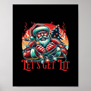 Let's Get Lit Santa Christmas Vibe Classic Poster