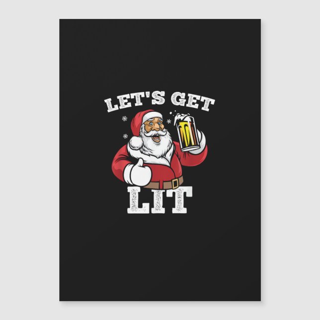 Let's Get Lit Santa Drinking Beer Christmas (Front)