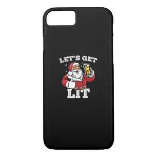 Let's Get Lit Santa Drinking Beer Christmas Case-Mate iPhone Case
