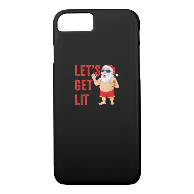 Let's Get Lit Santa Funny Christmas Case-Mate iPhone Case (Back)