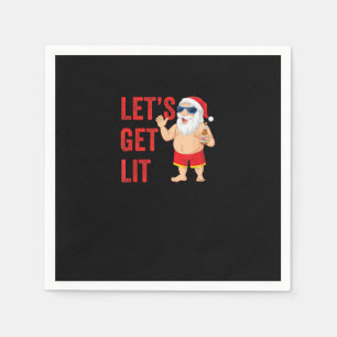 Let's Get Lit Santa Funny Christmas Napkin