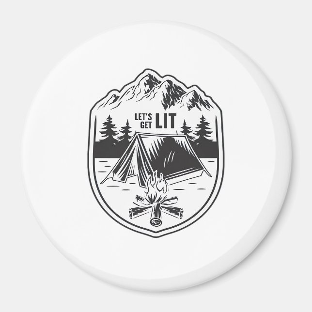 Let's Get Lit Tents Camping Classic Magnet (Front)