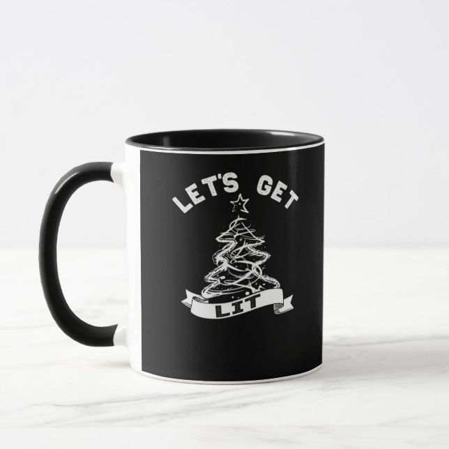 Let's Get Lit This Christmas Funny Humour Quote Fo Mug (Left)