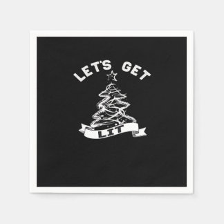 Let's Get Lit This Christmas Funny Humour Quote Fo Napkin