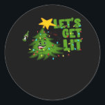 Let's Get Lit Tipsy Christmas Tree Funny Essential Classic Round Sticker<br><div class="desc">Let's Get Lit Tipsy Christmas Tree Funny Essential: A funny Christmas tree design showing tipsy holiday vibes. Perfect for humour fans. Playful,  witty,  and seasonal.</div>