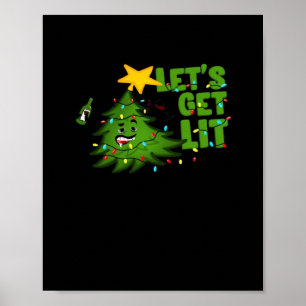 Let's Get Lit Tipsy Christmas Tree Funny Essential Poster