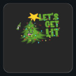 Let's Get Lit Tipsy Christmas Tree Funny Essential Square Sticker<br><div class="desc">Let's Get Lit Tipsy Christmas Tree Funny Essential: A funny Christmas tree design showing tipsy holiday vibes. Perfect for humour fans. Playful,  witty,  and seasonal.</div>