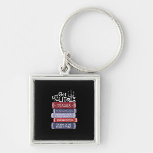 Let's Get Lit - Vintage Horror Book Lover Bookworm Keychain