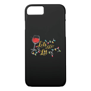 Let's Get Lit Wine Glasses Christmas Lights Drinki Case-Mate iPhone Case