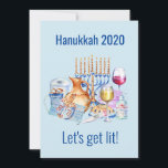 Let's Get Lit Wine Lover Hanukkah 2020 Holiday Card<br><div class="desc">This design was created though digital art. It may be personalized in the area provided by changing the photo and/or text. Or it can be customized by choosing the click to customize further option and delete or change the colour the background, add text, change the text colour or style, or...</div>