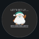 Let's Get Lit… With Christmas Lights! Christmas Cl Classic Round Sticker<br><div class="desc">Let's Get Lit… With Christmas Lights! Christmas Classic: A cheerful holiday pun featuring bright Christmas lights. Perfect for festive humour lovers. Fun,  witty,  and seasonal.</div>