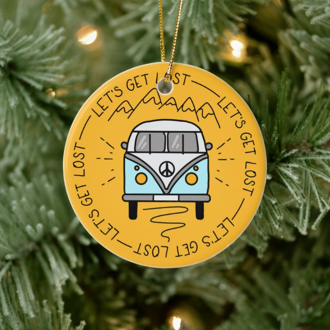 Let's Get Lost Camping Mountains Ceramic Ornament (Tree)
