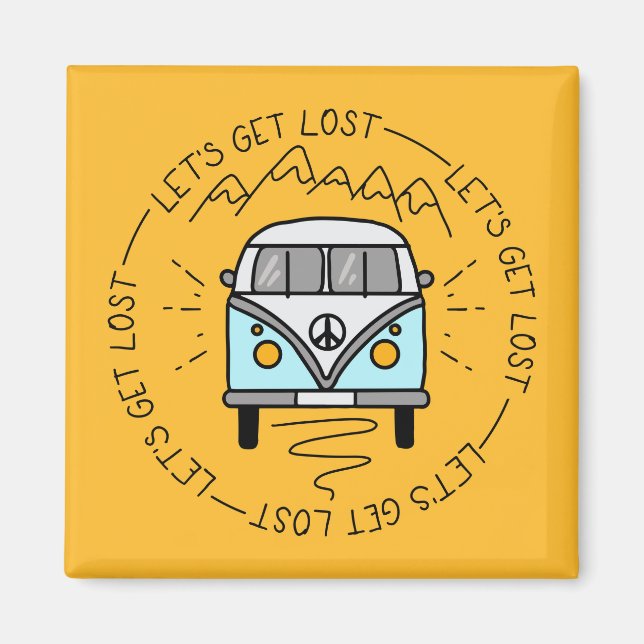 Let's Get Lost Camping Mountains Magnet (Front)