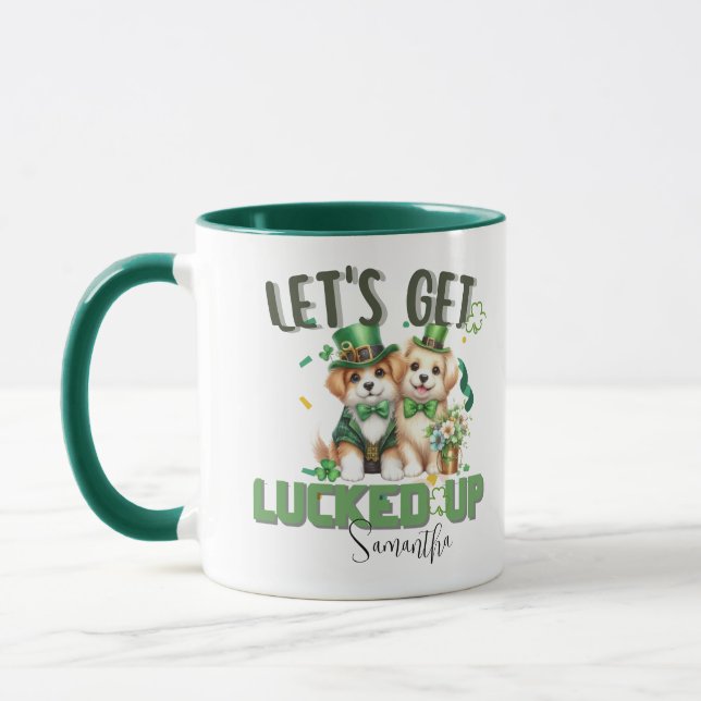 Let's get lucked up ,biewer terrier dog mug (Left)