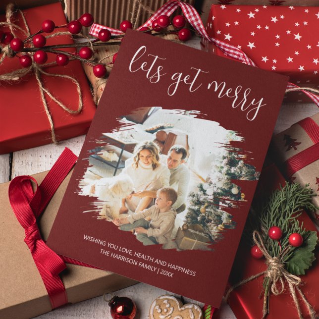 Lets Get Merry | Arched Photo Christmas Holiday Card (Creator Uploaded)