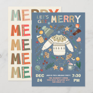 Let's Get Merry Holiday Christmas Party Sweate Invitation