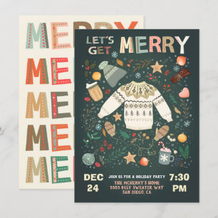 Let's Get Merry Holiday Christmas Party Sweater Invitation