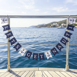 Lets Get Nauti Blue Anchor Boat Party Bunting Flags